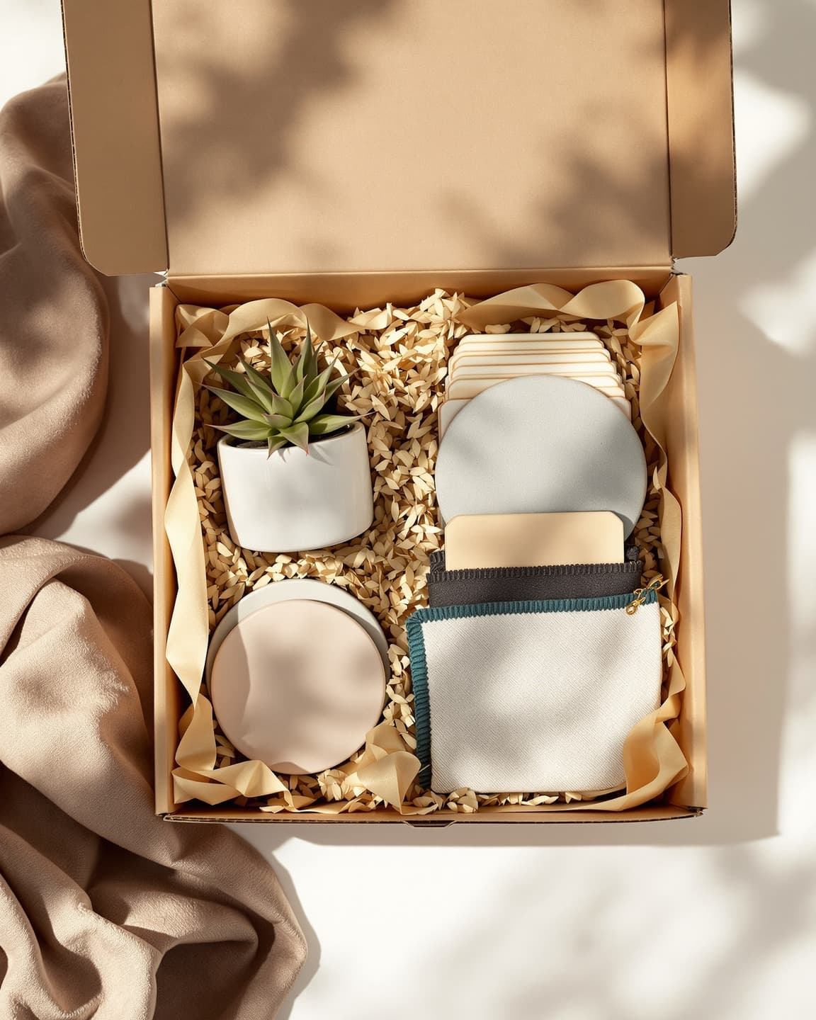 Curated gift set of handmade reclaimed-material items